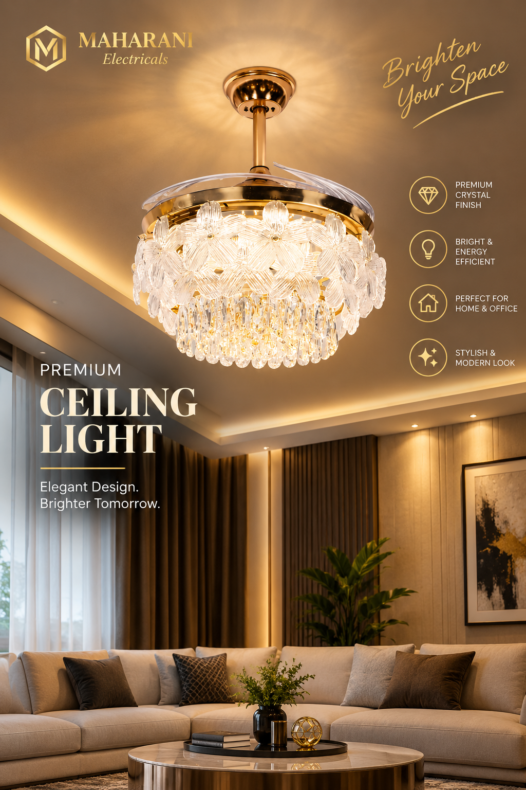 Premium Crystal Flower Chandelier
