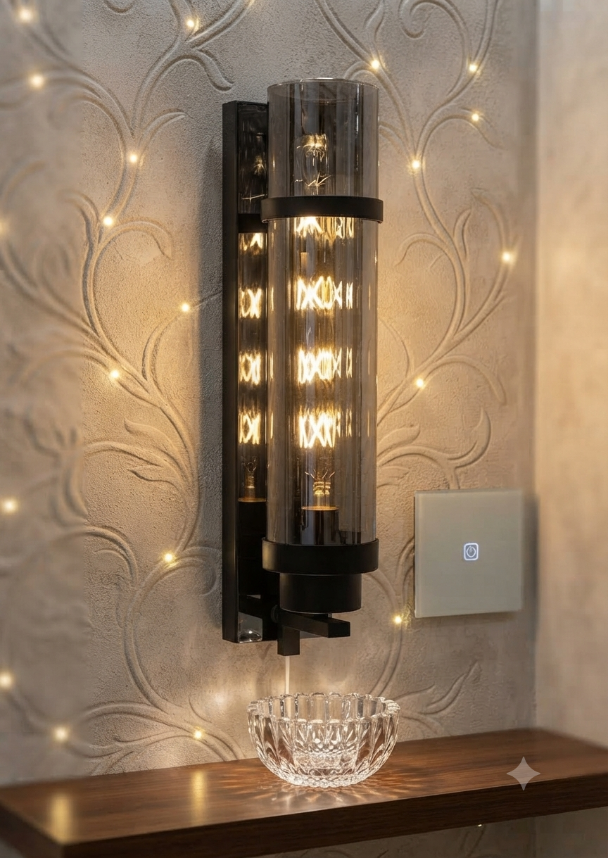 Modern Smoke Glass Wall Light