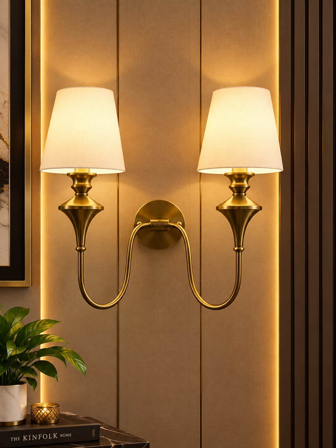RegalGlow Gold Double Wall Light