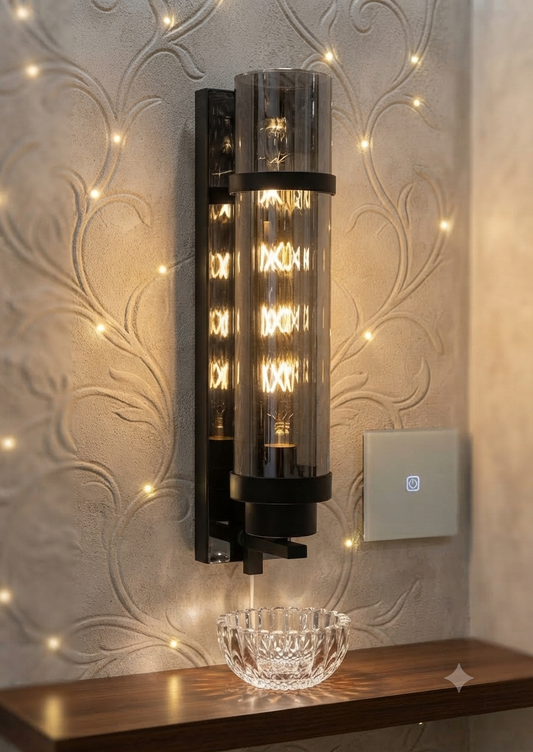 Modern Smoke Glass Wall Light
